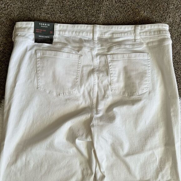 Torrid Crop High Rise Wide Leg Jeans New White Womens Plus Size 26 - Picture 3 of 10